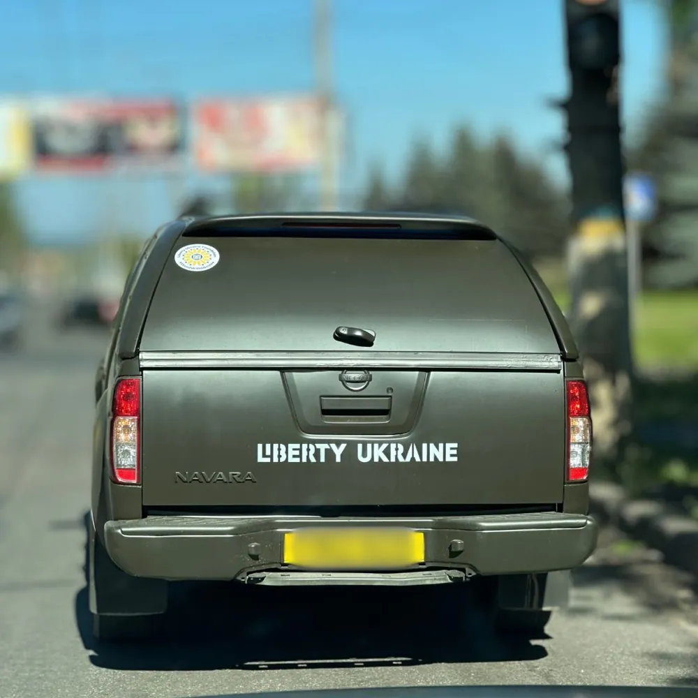 Rear of a Liberty Ukraine evacuation pickup